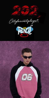 Black Red Printed Raglan Hoodie