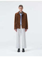 Cupro Lined Suede Leather Lapel Jacket