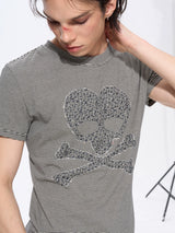 Men’s Striped Skull Print T-Shirt