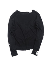 Distressed Button Slim Knit Long-Sleeve Tee