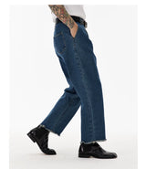Vintage Distressed Fringed Cropped Skinny Jeans