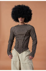 Men's Slim Striped Distressed Long-Sleeve Tee