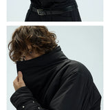 Two-Tone Single-Button Split Turtleneck Down Coat
