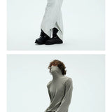 Two-color Fitted Long-sleeve Turtleneck Tee