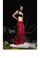 Three-Color Ring-Cut Cargo Pants