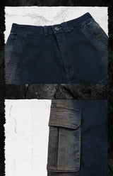 Gradient Blue Distressed Four-Pocket Jeans