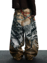Vintage 3D Printed Baggy Jeans