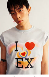 Short Sleeve Elastic Heart Print Tees