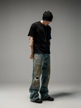 Tawny Distressed Loose Straight Jeans
