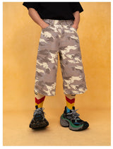 Men's Light Camo Cropped Denim Shorts