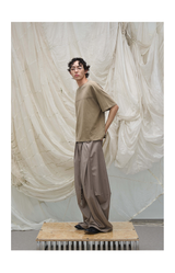 Loose Draped Pleated Curved Trousers
