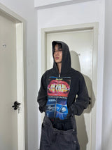 Washed Distressed Slim Fit Cropped Hoodie