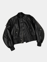 Dark Textured Curve Sleeve Bomber Jacket
