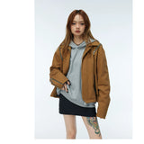 Unisex Two-Tone Irregular Short Multi-Zip Jackets