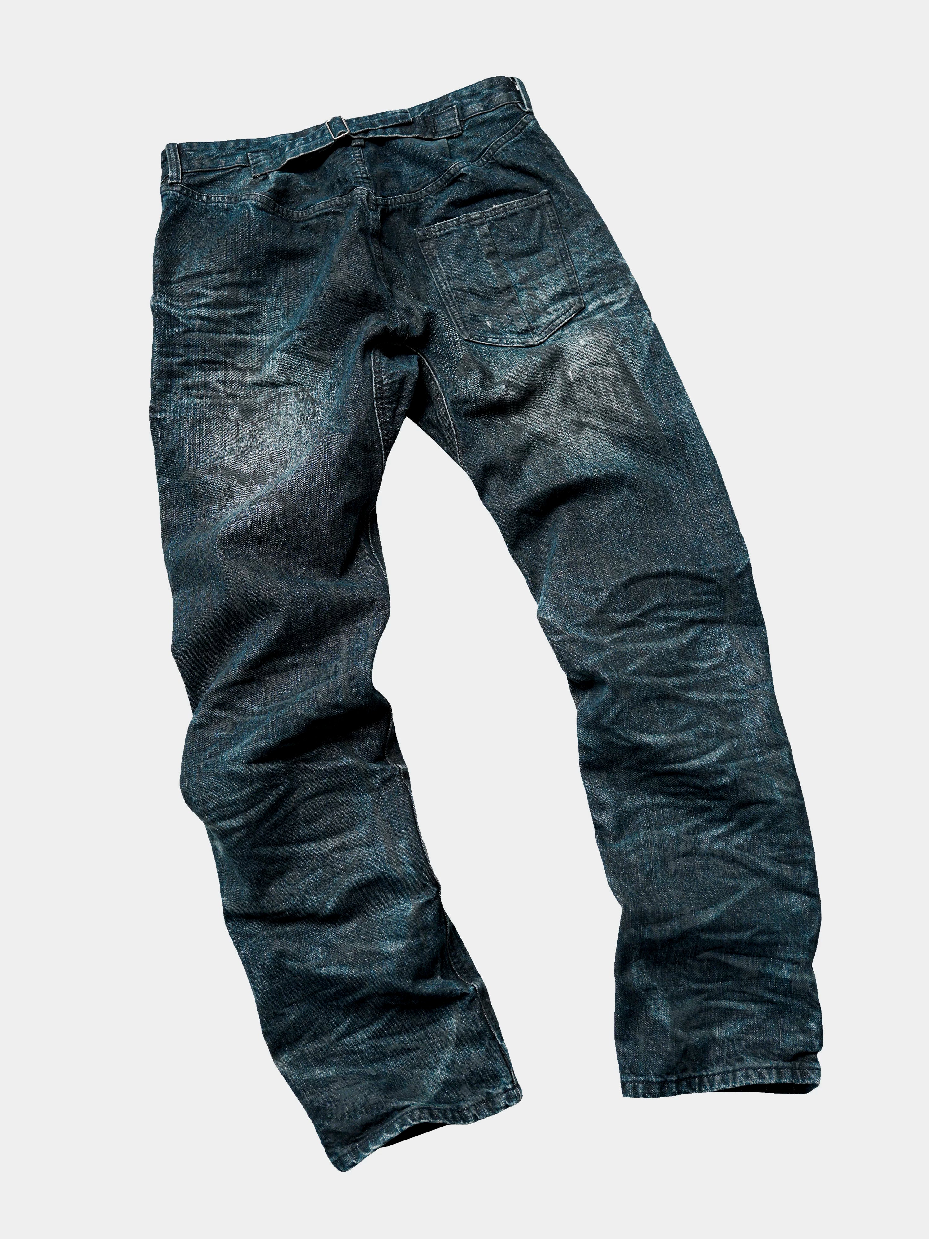 Distressed Washed Blue Straight Leg Jeans