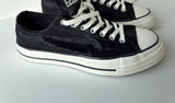 Black Leather Blend Vulcanized Tongue Sneakers