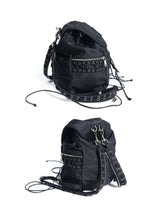 Black Nylon Adjustable Bucket Backpack