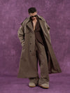 Belted Vintage Taupe Striped Cape Coat