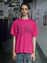 Vintage Pink Cotton Rhinestone Note Tee