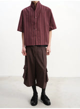 Short-Sleeve Striped Cotton Linen Shirt