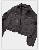 Washed Grey Boxy Denim Jacket