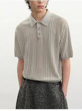 Cutout Ribbed Cotton Polo Shirts