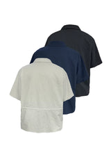 Short Sleeve Bubble Pleat Drawstring Shirt