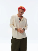Men's Vintage Washed Slub Cotton Henley
