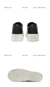 Unisex Distressed Low-Top Leather Platform Sneakers