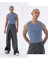 Loose Multi-color Crew Neck Sweater Vest