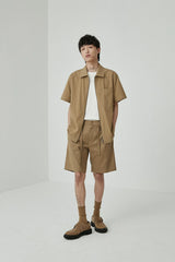 Draped Drawstring Elastic Waist Pleated Shorts