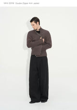 Double Zipper Thick Wool Knitted Jacket