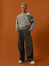 Unisex Black Red Grey Off-shoulder Sweater