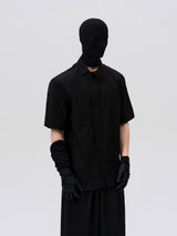 Asymmetric Slant Collar Short Sleeve Shirt