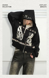 Fair Isle Print Zip Hoodie