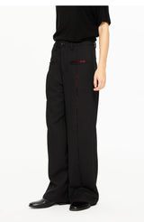Oil-Lined Color Block Straight Equestrian Pants