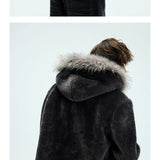 Detachable Fur Collar Fleece Hooded Coat
