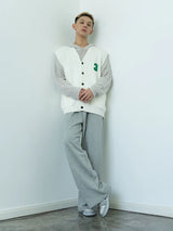 Men's Black-White Number Embroidered Knit Vest