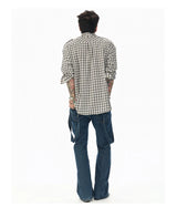 Textured Black White Checkered Utility Shirt