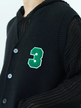 Men's Black-White Number Embroidered Knit Vest