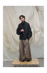 Loose Draped Pleated Curved Trousers