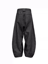 Pleated Low Rise Raw Denim Jeans