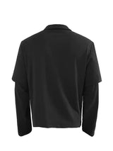 Black Boxy Fit Fake Two-Piece Polo
