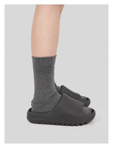 Grey Washed Frayed Embroidered Logo Socks