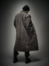 Collared Distressed Tie-dye Denim Coat