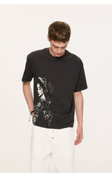 Geisha Print Casual Boxy Tee
