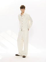 Straight Leg Drawstring Linen Tencel Pants