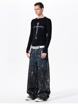 Men's Cross Print Long Sleeve T-Shirt