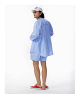Men's Loose Striped Blue Drawstring Shorts