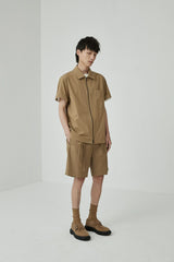 Draped Drawstring Elastic Waist Pleated Shorts